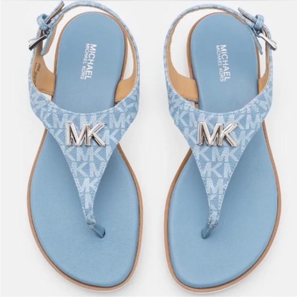 New! Michael kors jilly flat sandals, Chambray Size 9.5 (Authentic) - Picture 1 of 15